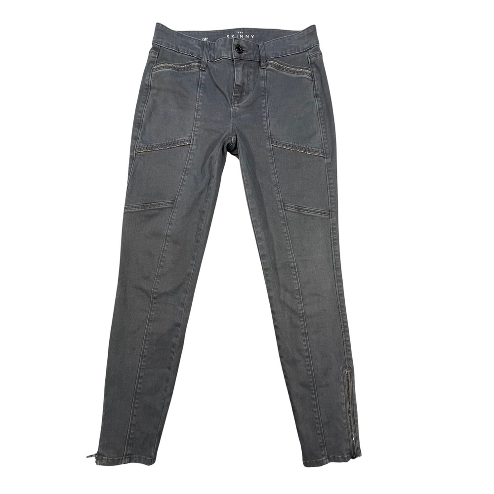 White House Black Market Gray Seamed Skinny Ankle Pants Women 0P